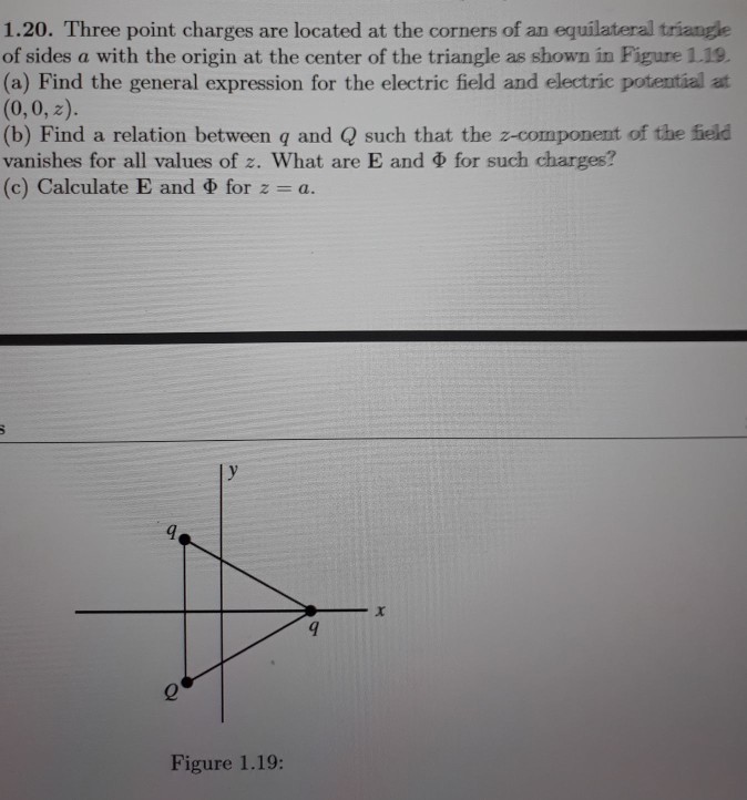 Solved 1 20 Three Point Charges Are Located At The Corners