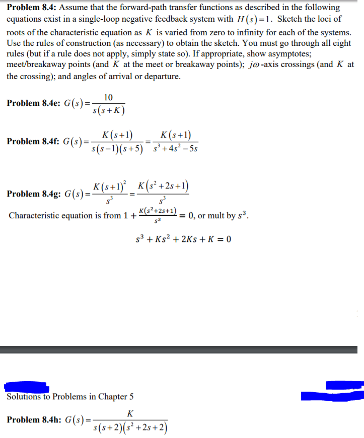 Solved Problem 8.4: Assume That The Forward-path Transfer | Chegg.com