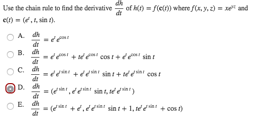 Solved Use the chain rule to find the derivative dh/dt of | Chegg.com