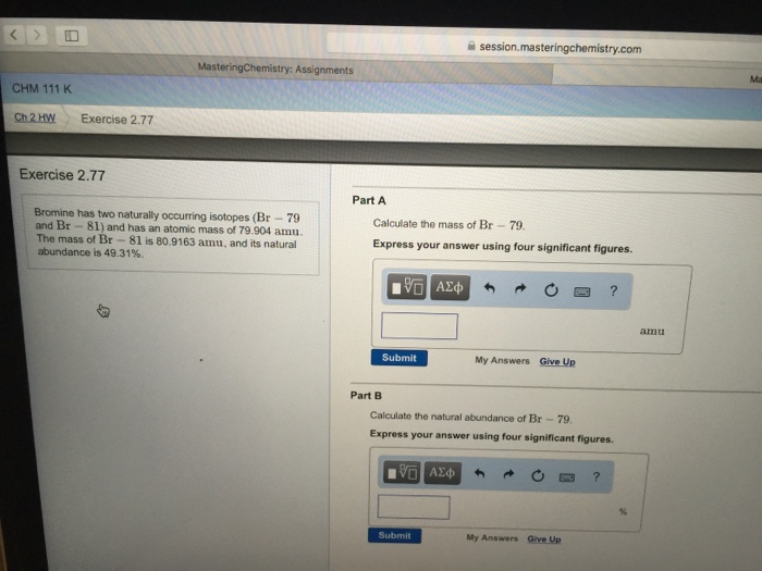 Solved Bromine has two naturally occurring isotopes (Br 79