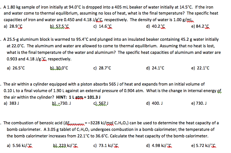 Solved . A 1.80 kg sample of iron initially at 94.0°C is