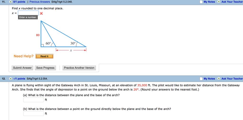 Solved Find x rounded to one decimal place. x A plane is Chegg