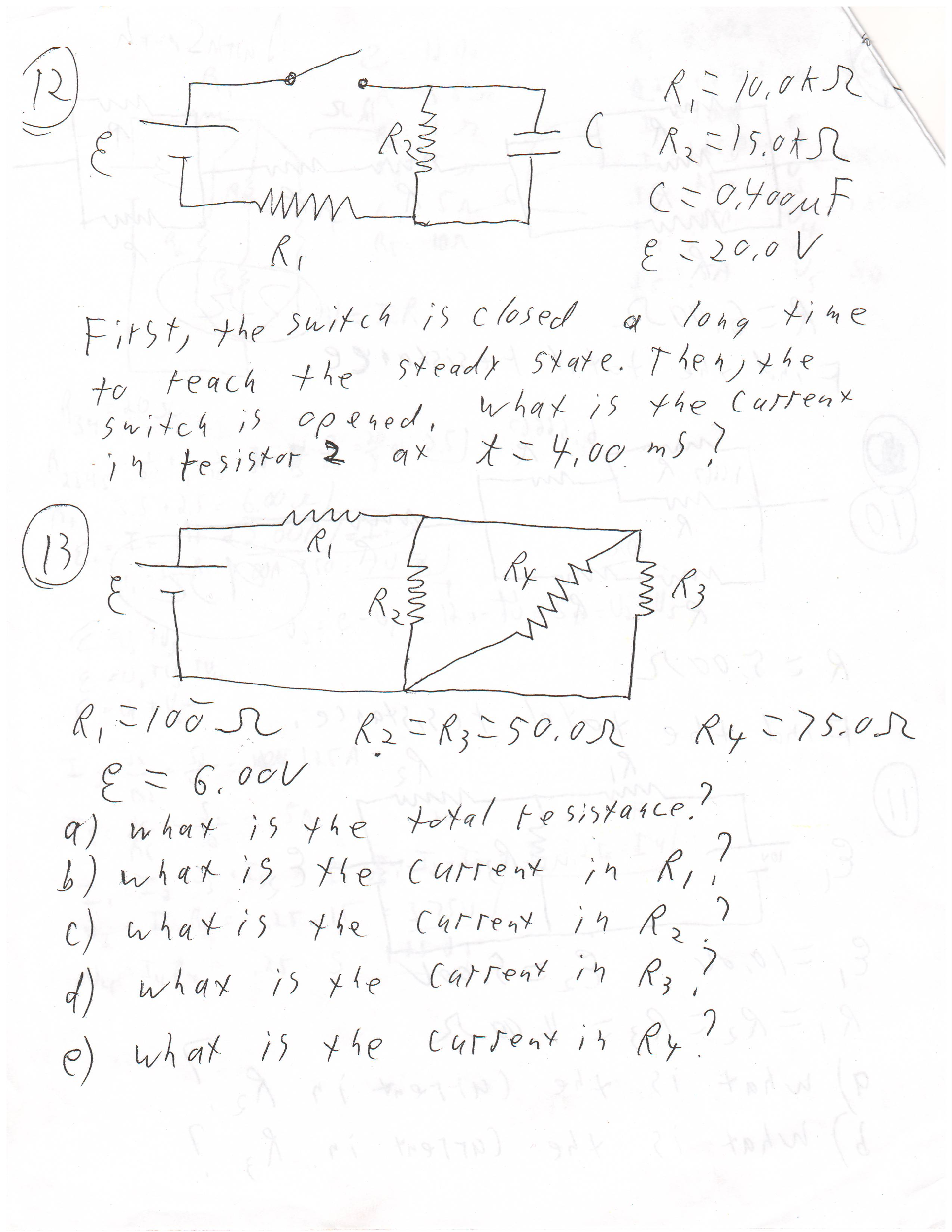 Solved R1 = 10.0 k ohm R2 = 15.0 k ohm C = 0.400 mu F | Chegg.com