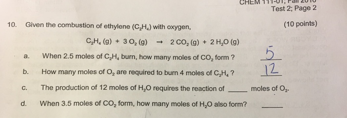 Solved Given the combustion of ethylene C_2H_4) with oxygen, | Chegg.com