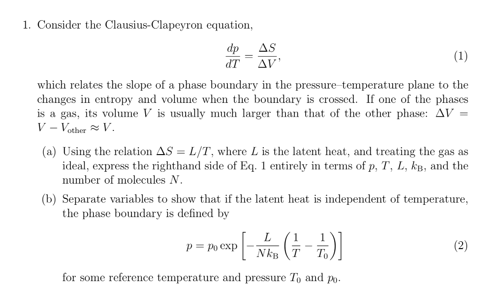 Clausius Clapeyron Equation