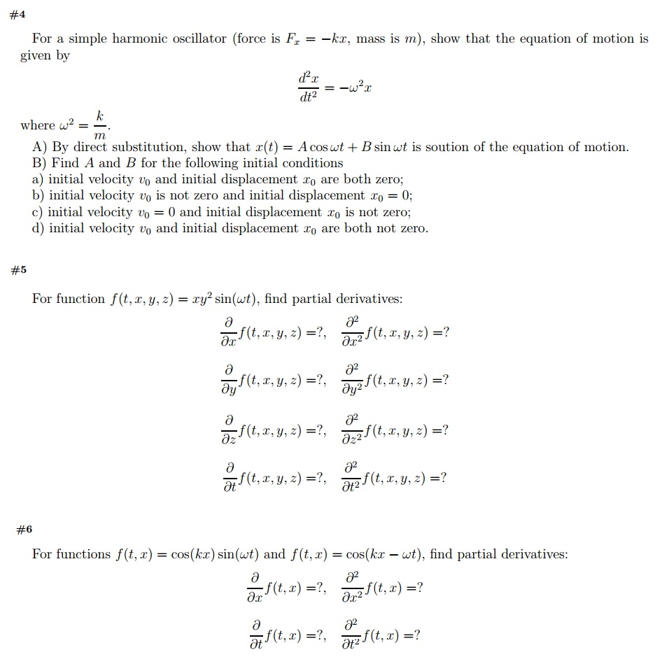 Solved For a simple harmonic oscillator (force is F_x = kx,