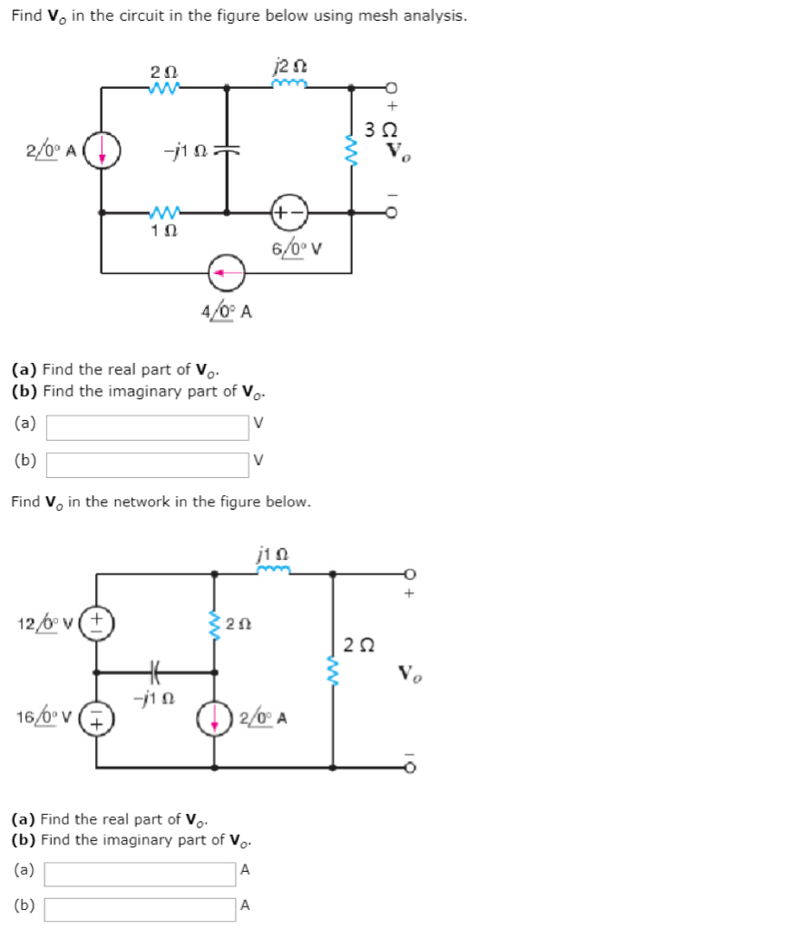 Solved Find Vo in the circuit in the figure below using mesh | Chegg.com