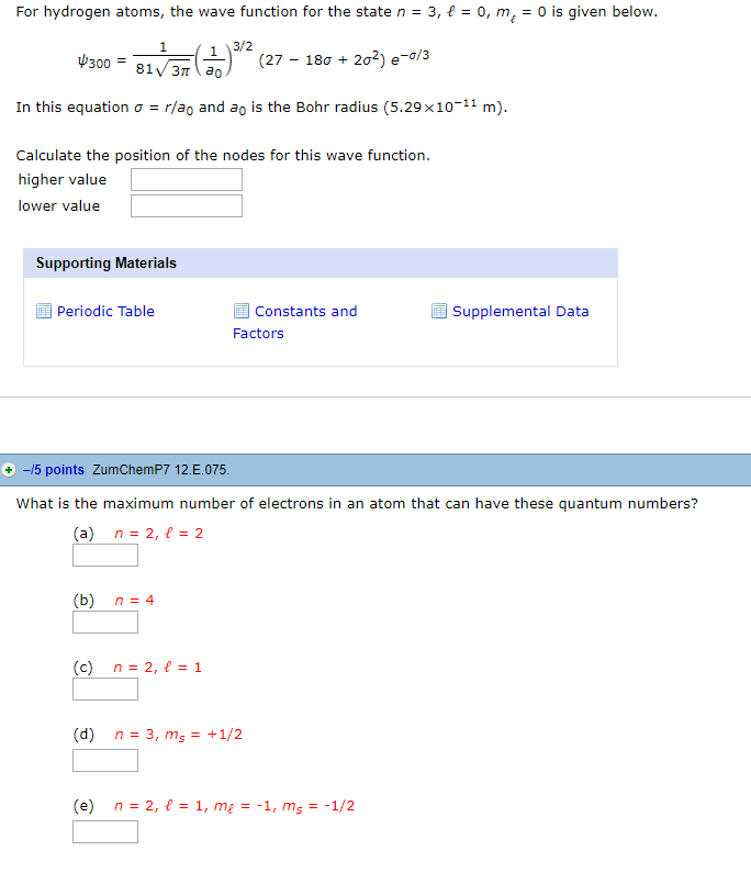 Solved For hydrogen atoms, the wave function for the state n | Chegg.com