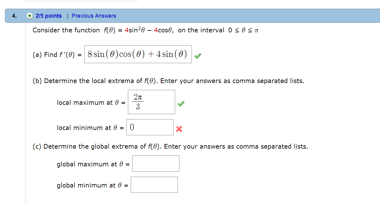Solved Consider The Function F theta 4sin 2 Theta 4cos Chegg