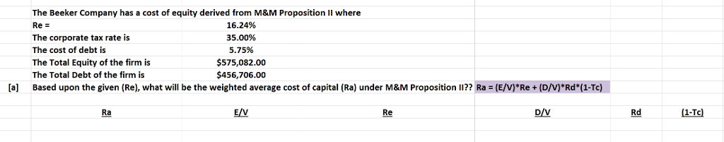 Solved The Beeker Company has a cost of equity derived from | Chegg.com