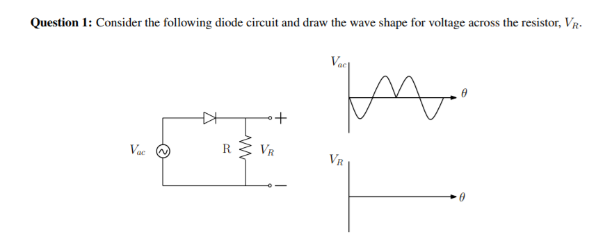 Solved Question 1: Consider the following diode circuit and | Chegg.com