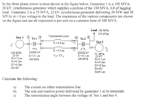 Solved In The Three-phase Power System Shown In The Figure | Chegg.com