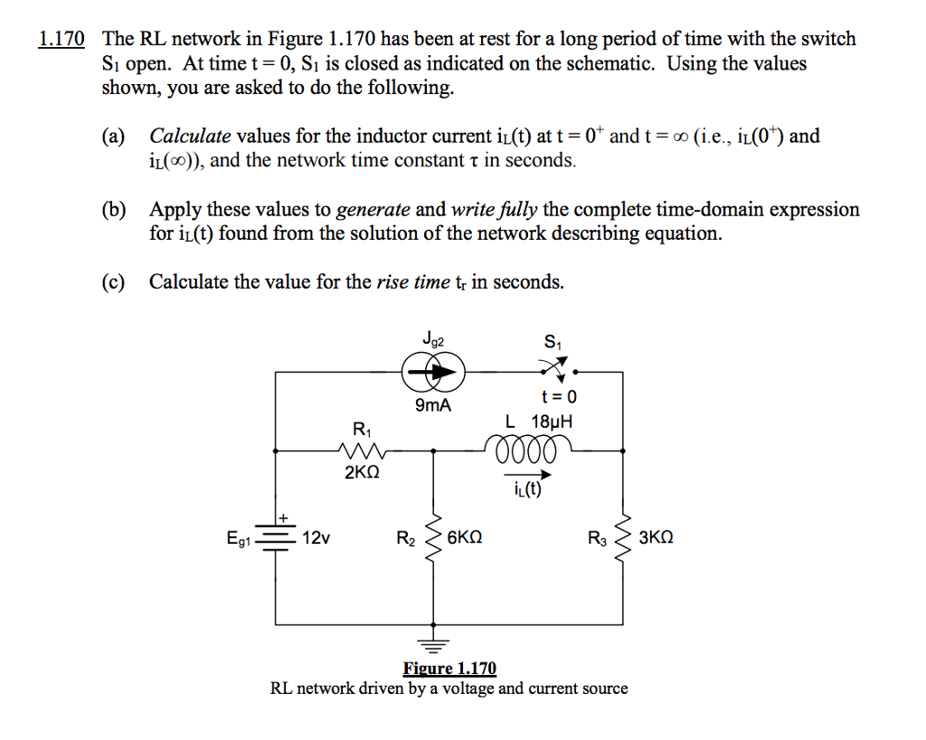 Solved The RL network in Figure 1.170 has been at rest for a | Chegg.com