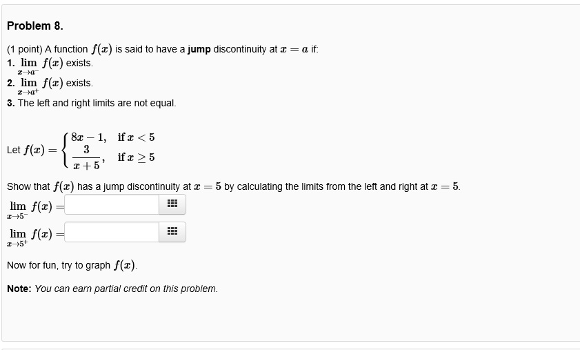 Solved Problem 8. (1 Point) A Function F(x) Is Said To Have | Chegg.com