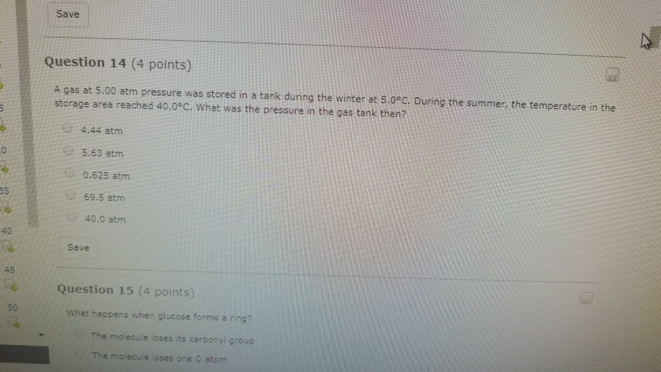 Solved Save Question 14 (4 points) A gas at 5.00 atm | Chegg.com