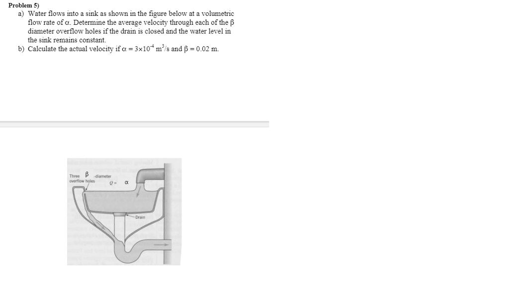 Solved Water flows into a sink as shown in the figure below