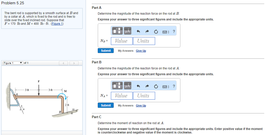 Solved Problem 5.25 Part A The bent rod is supported by a | Chegg.com