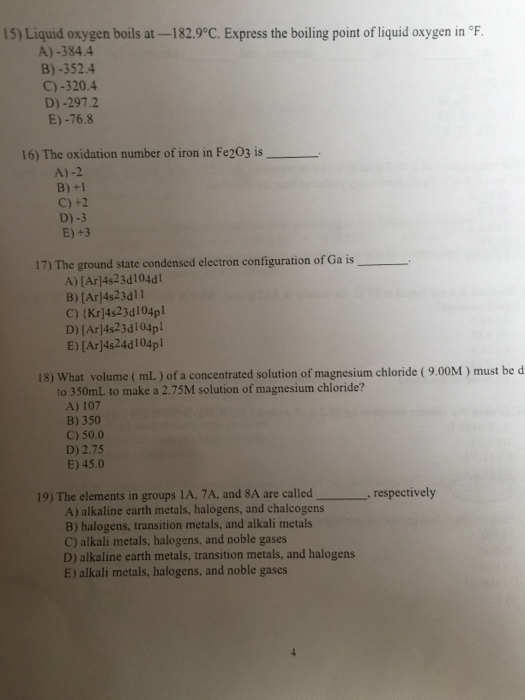 Solved Liquid oxygen boils at 182.9 degree C. Express the