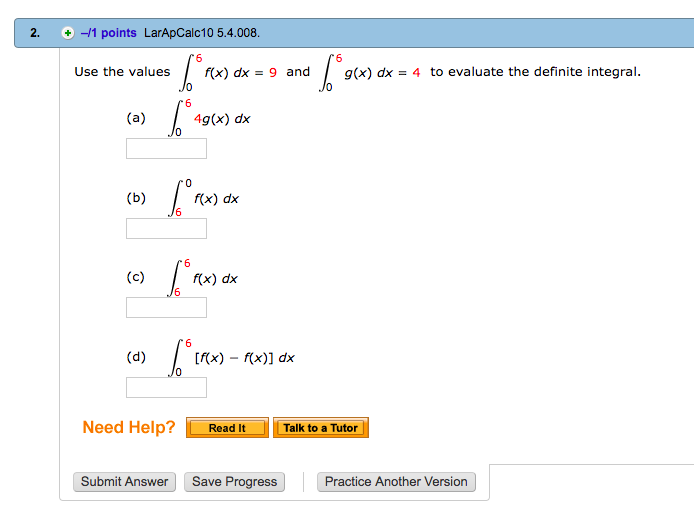 Solved Use The Values Integral 6 0 F x Dx 9 Integral Chegg