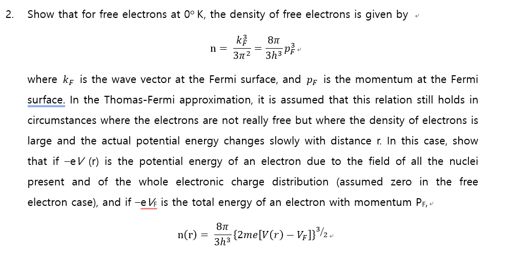 Show that for free electrons at 0°K, the density of | Chegg.com