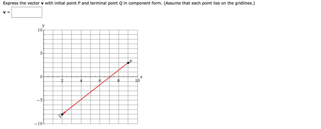 Solved Express the vector v with initial point P and | Chegg.com