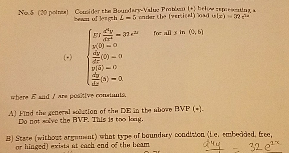 Solved No.5 (20 points) Consider the Boundary-Value Problem | Chegg.com