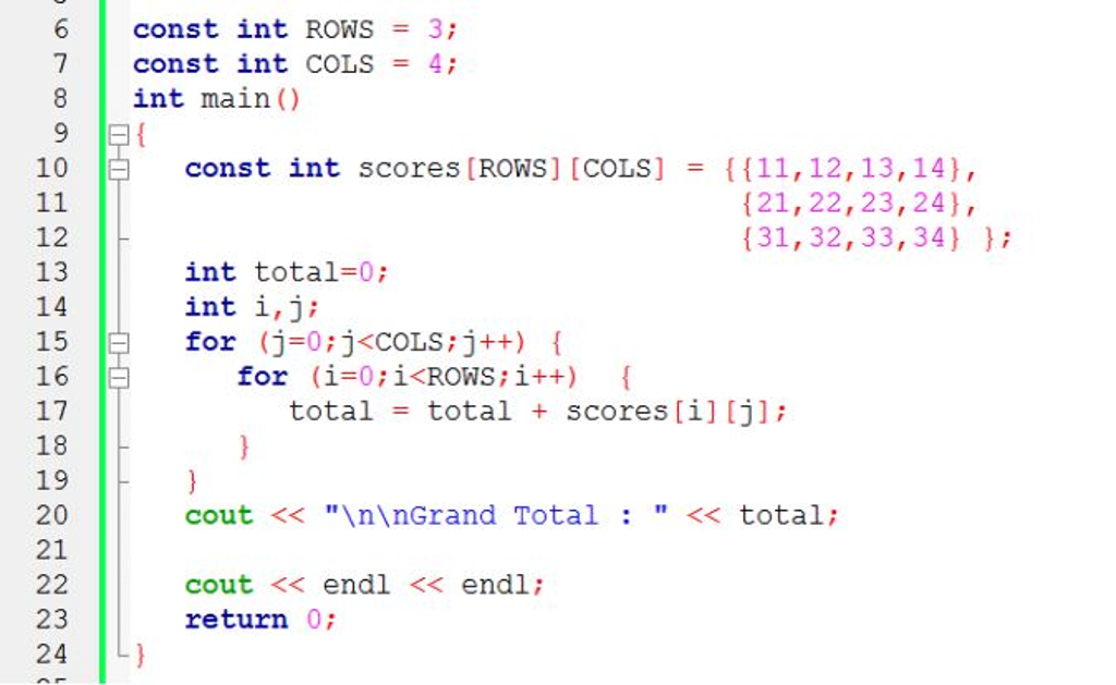 Solved const int ROWS = 3; const int COLS = 4; 6 8int main | Chegg.com