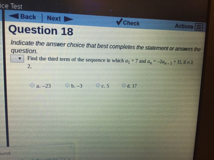 Solved Find the third term of the sequence in which a_1 = 7 | Chegg.com