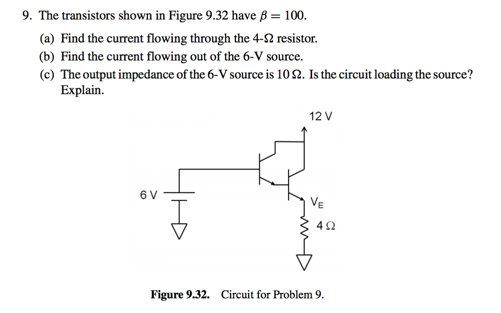 Solved The transistors shown in Figure 9.32 have beta = 100.