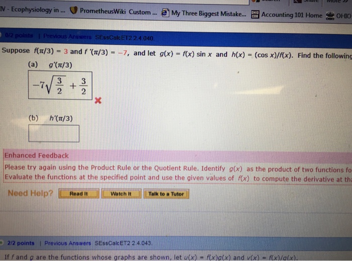 Solved Suppose F Pi 3 3 And F Pi 3 7 And Let G X