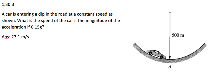 Solved A car is entering a dip in the road at a constant | Chegg.com