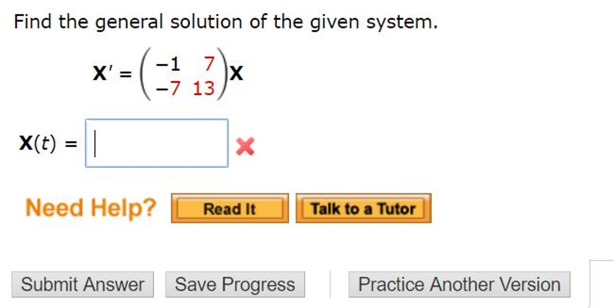 System of differential equations