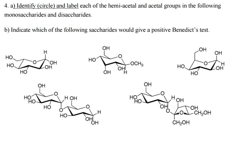 Solved Identify (circle) and label each of the hemi-acetal | Chegg.com