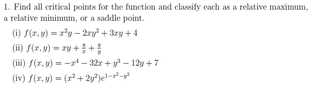 Solved Find All Critical Points For The Function And 8557