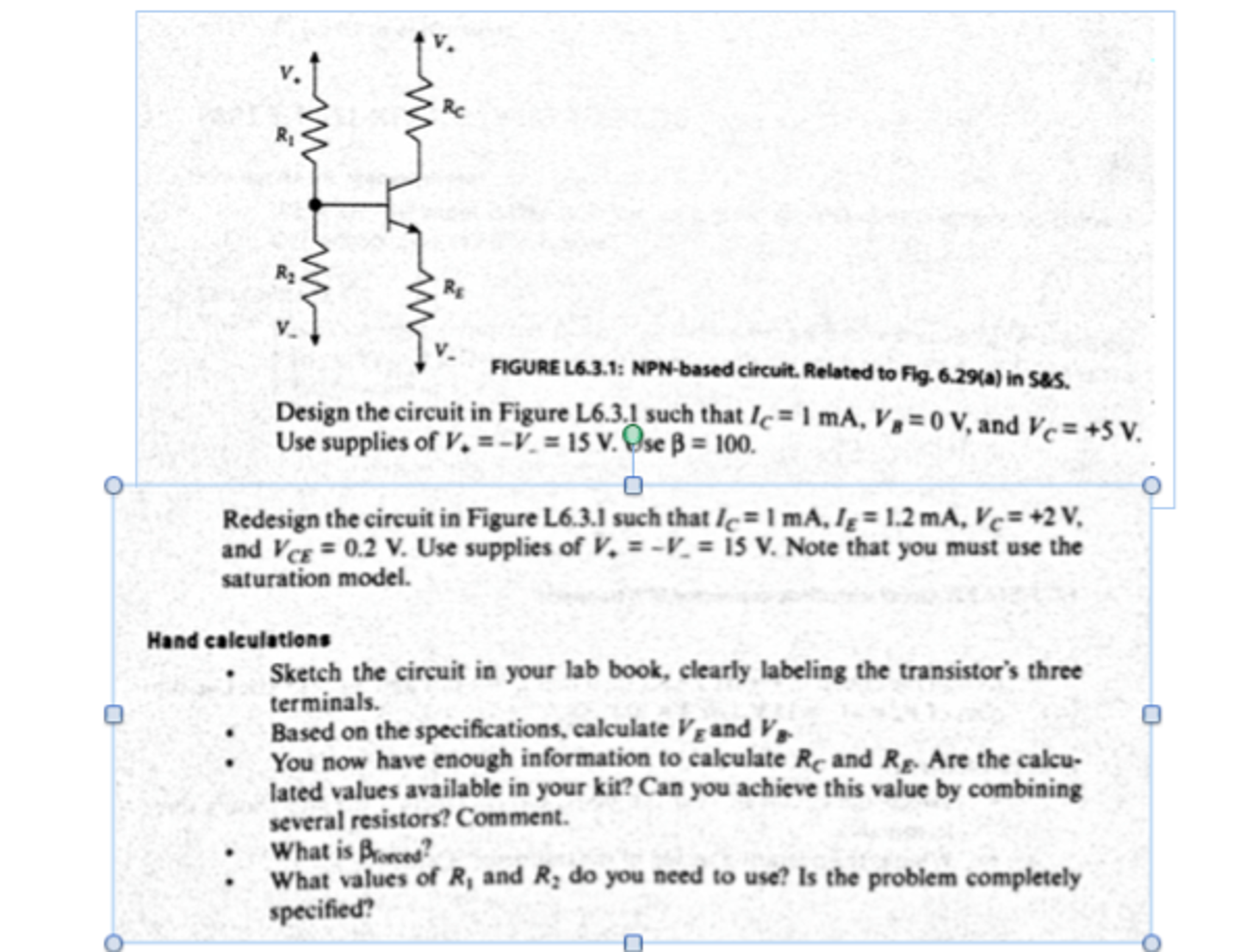 Solved Design the circuit in Figure L6.31 such that I_C = 1 | Chegg.com