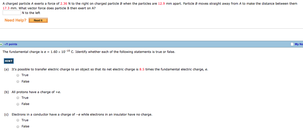 Solved A charged particle A exerts a force of 2.36 N to the | Chegg.com