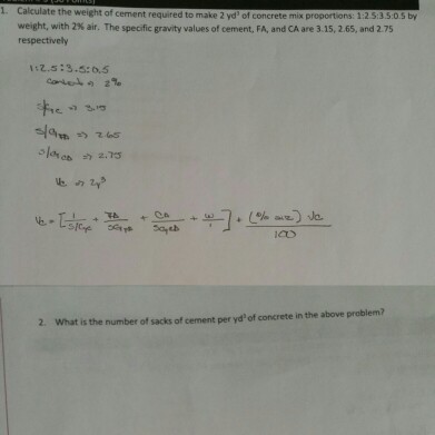 Solved Calculate the weight of cement required to make 2 | Chegg.com