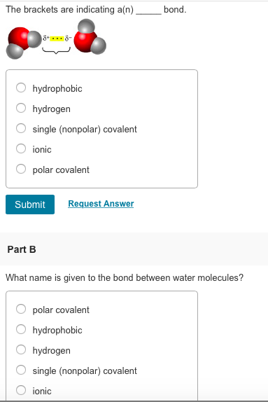 Solved The brackets are indicating a(n)bond. hydrophobic O | Chegg.com