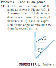 Solved A Two mirrors make a 45.0degree angle as shown in | Chegg.com