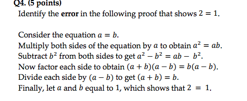 Solved Identify The Error In The Following Proof That Shows | Chegg.com