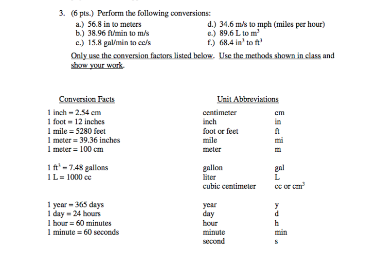 Solved 3. (6 pts.) Perform the following conversions a.) | Chegg.com