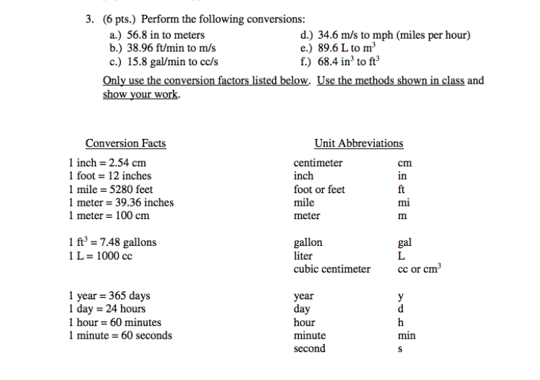 Solved 3 6 Pts Perform The Following Conversions A Chegg