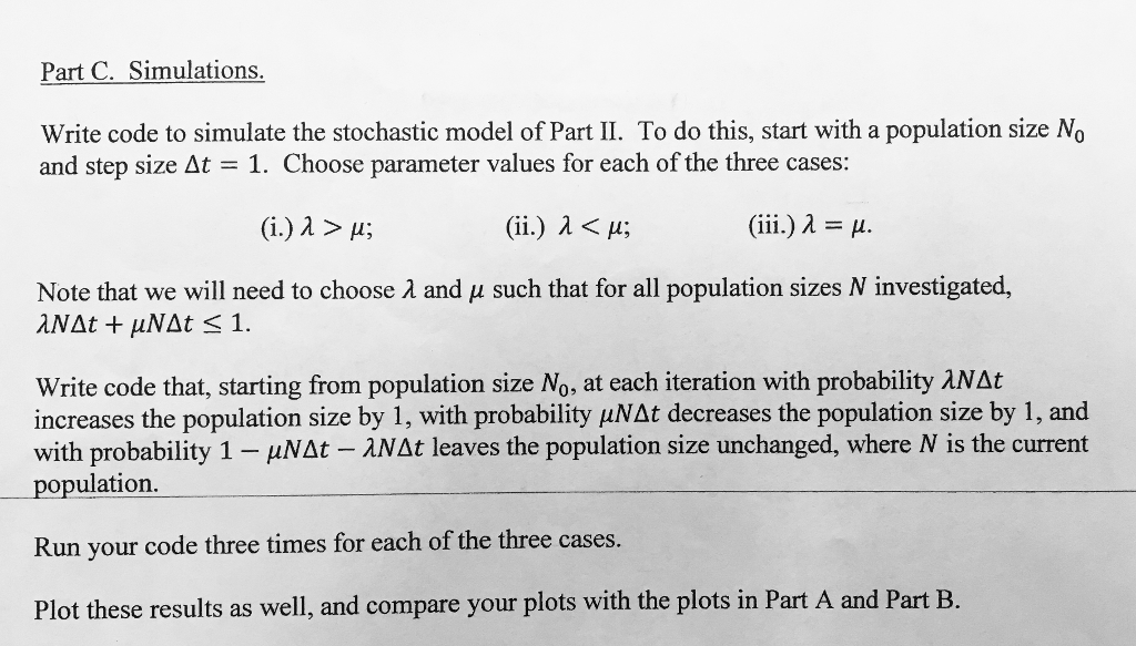 Part B. Stochastic Model For Each Individual, Let The | Chegg.com