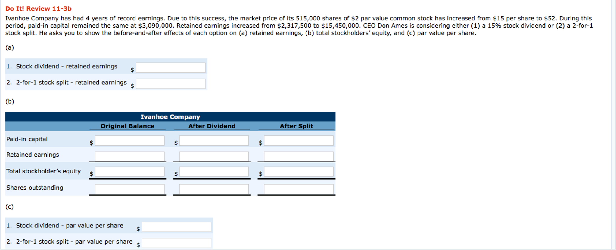 Solved Ivanhoe Company has had 4 years of record earnings.