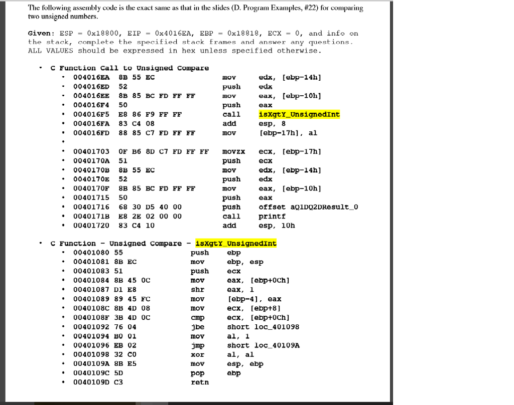 the-following-assembly-code-is-the-exact-same-as-that-chegg