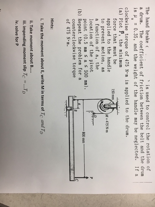 Solved The hand brake () is used to control the rotation of | Chegg.com
