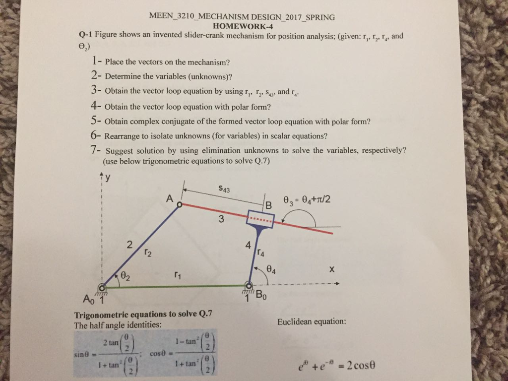 Figure shows an invented slidercrank mechanism for