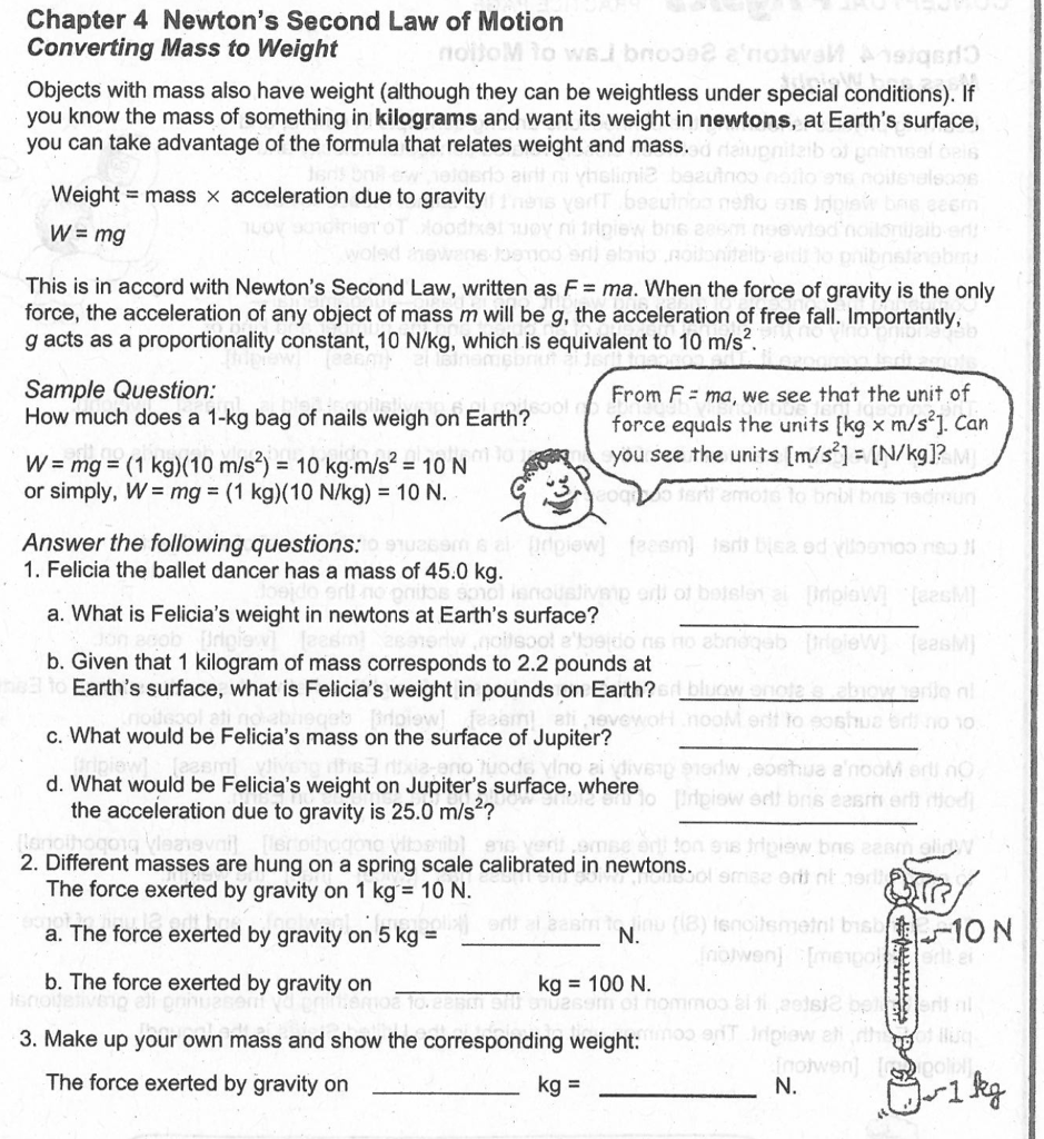Newton's Second Law Worksheet