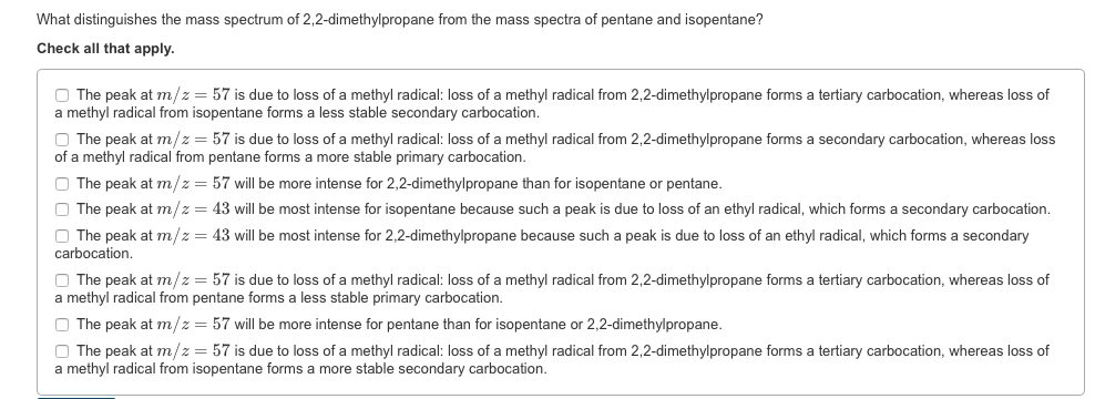 Solved What distinguishes the mass spectrum of 2, | Chegg.com