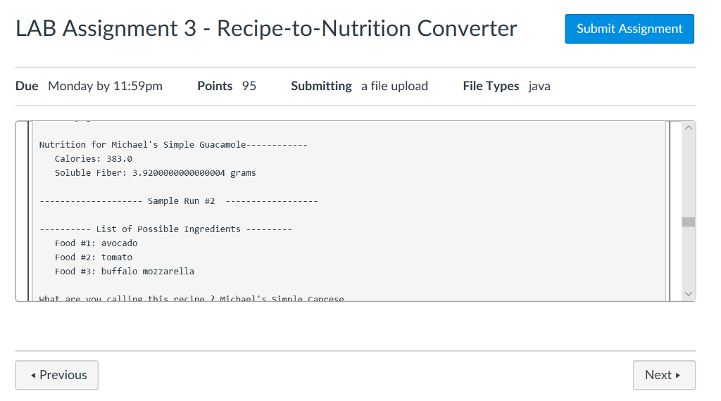 Solved LAB Assignment 3 - Recipe-to-Nutrition Converter | Chegg.com